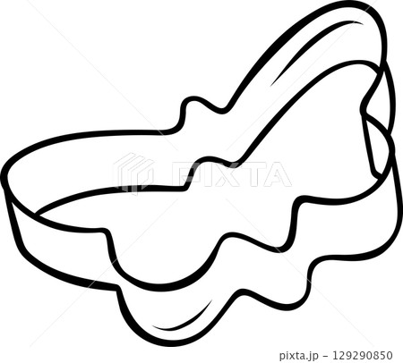 Charming sketch-style vector of baking tools - cookie cutter in the shape of a butterfly in simple line art. Black and white illustrations for culinary designs 129290850