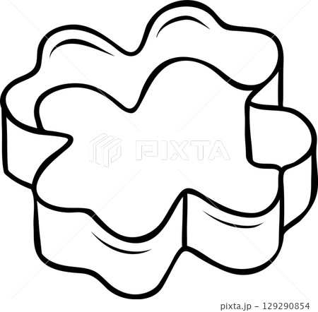 Charming flower-shaped cookie cutter in doodle sketch style, simple black and white line art for bakery branding. Playful vector icon perfect for packaging or baking blogs 129290854