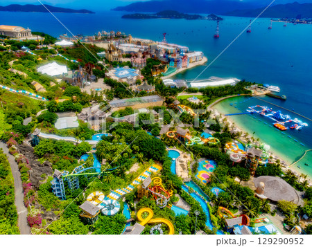 Outdoor water park by the sea. Outdoor water park by the sea. 129290952