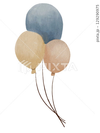 Watercolor balloons in soft hues for delightful textile and wrapping design projects 129290975