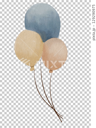 Watercolor balloons in soft hues for delightful textile and wrapping design projects 129290975