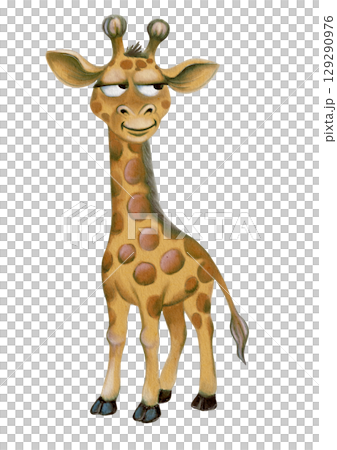 Colorful watercolor giraffe design for wrapping paper and textile patterns 129290976
