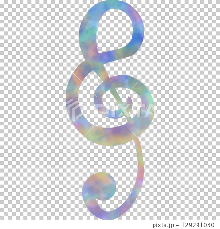 綺麗な水彩模様のト音記号アイコンのイメージのイラスト 綺麗な水彩模様のト音記号アイコンのイメージのイラスト 129291030