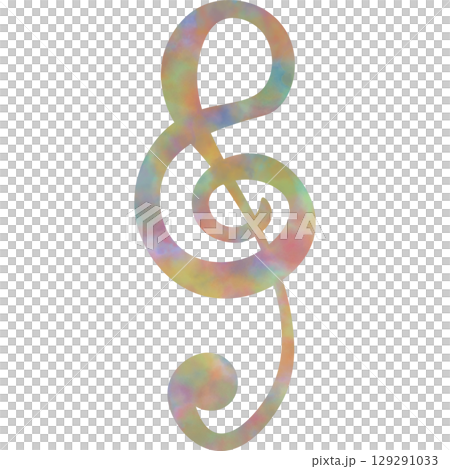 綺麗な水彩模様のト音記号アイコンのイメージのイラスト 綺麗な水彩模様のト音記号アイコンのイメージのイラスト 129291033