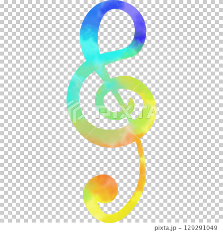 一幅美麗的水彩高音譜號圖示圖像的插圖 129291049