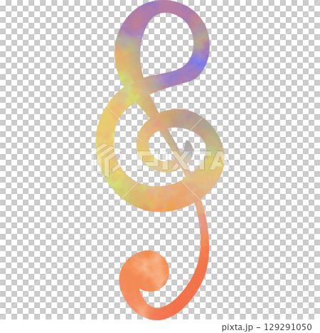 綺麗な水彩模様のト音記号アイコンのイメージのイラスト 129291050