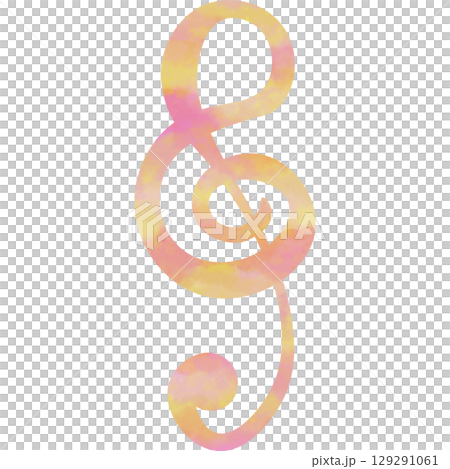 Illustration of a beautiful watercolor treble clef icon image Illustration of a beautiful watercolor treble clef icon image 129291061