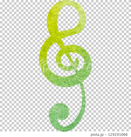 Illustration of a beautiful watercolor treble clef icon image 129291066