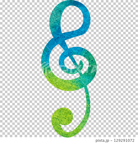 一幅美麗的水彩高音譜號圖示圖像的插圖 129291072