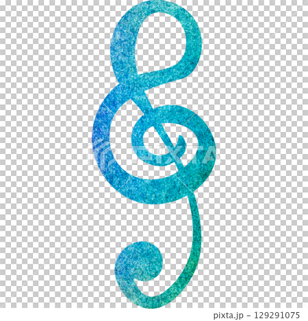 Illustration of a beautiful watercolor treble clef icon image Illustration of a beautiful watercolor treble clef icon image 129291075