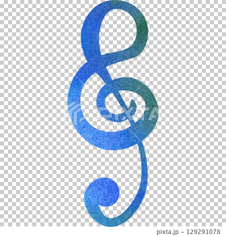 一幅美麗的水彩高音譜號圖示圖像的插圖 129291078
