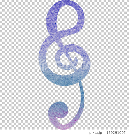 一幅美麗的水彩高音譜號圖示圖像的插圖 129291095