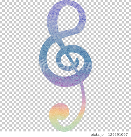 一幅美麗的水彩高音譜號圖示圖像的插圖 129291097