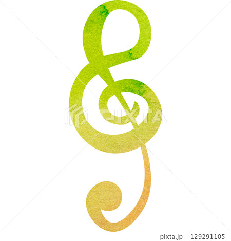 綺麗な水彩模様のト音記号アイコンのイメージのイラスト 129291105