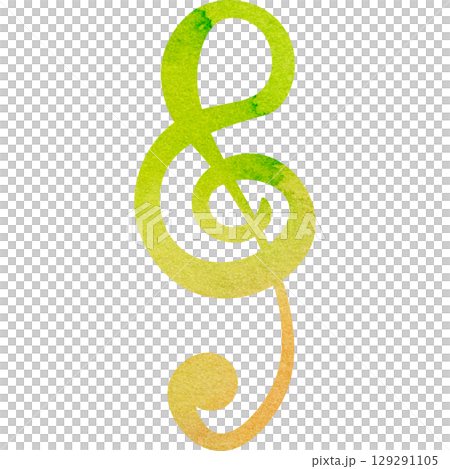 綺麗な水彩模様のト音記号アイコンのイメージのイラスト 129291105