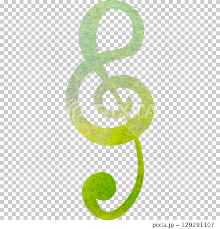 綺麗な水彩模様のト音記号アイコンのイメージのイラスト 129291107