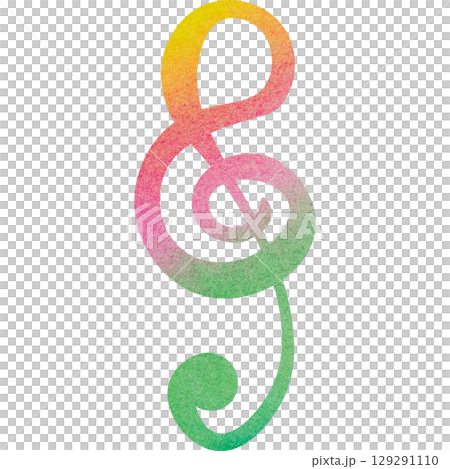 綺麗な水彩模様のト音記号アイコンのイメージのイラスト 129291110