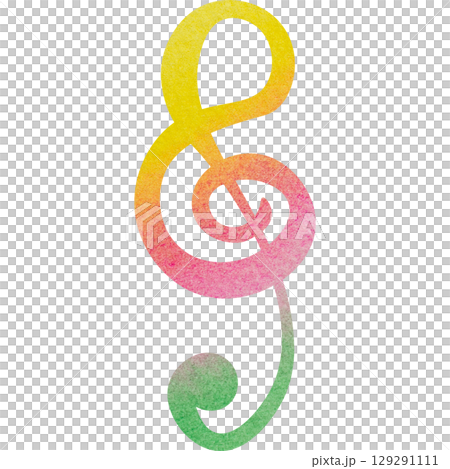 綺麗な水彩模様のト音記号アイコンのイメージのイラスト 綺麗な水彩模様のト音記号アイコンのイメージのイラスト 129291111