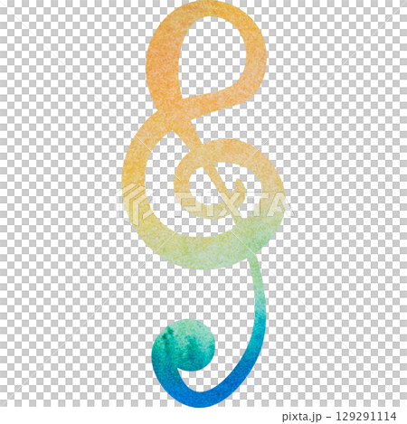 一幅美麗的水彩高音譜號圖示圖像的插圖 129291114