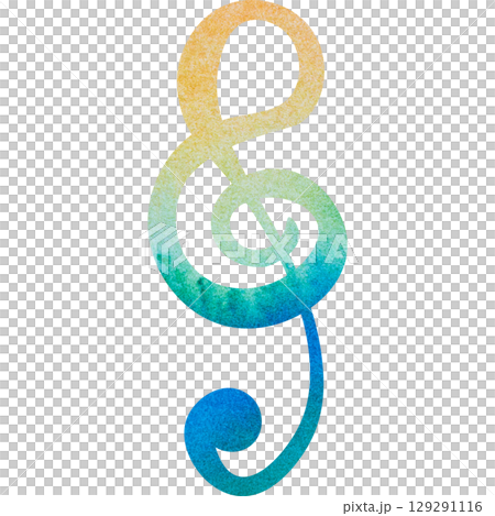 綺麗な水彩模様のト音記号アイコンのイメージのイラスト 綺麗な水彩模様のト音記号アイコンのイメージのイラスト 129291116