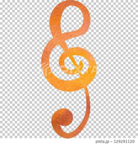 綺麗な水彩模様のト音記号アイコンのイメージのイラスト 129291120
