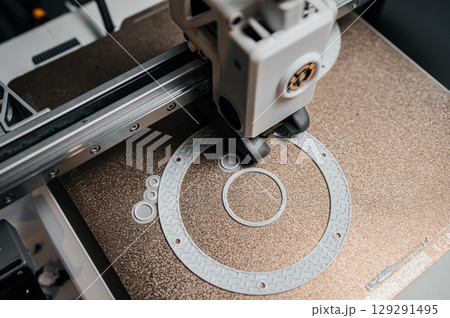 The 3D printing machine operation. The 3D rapid prototype processing concept. 129291495