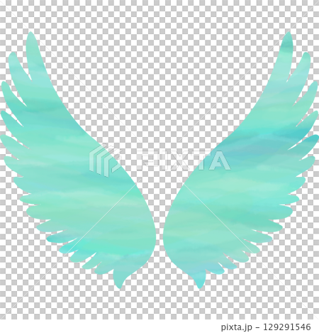 美麗的水彩畫天使的翅膀圖示圖像插圖 129291546