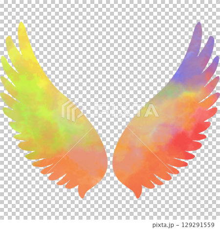 美麗的水彩畫天使的翅膀圖示圖像插圖 129291559