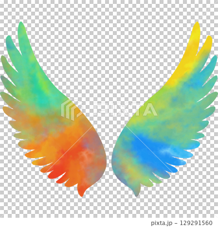 美麗的水彩畫天使的翅膀圖示圖像插圖 129291560