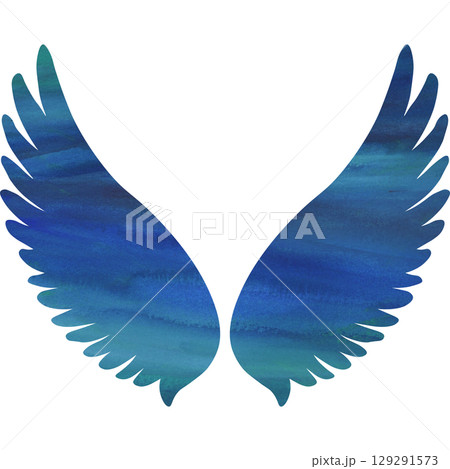 綺麗な水彩模様の天使の羽のアイコンのイメージのイラスト 129291573