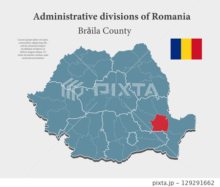 Vector map of Romania - Braila County Vector map of Romania - Braila County 129291662
