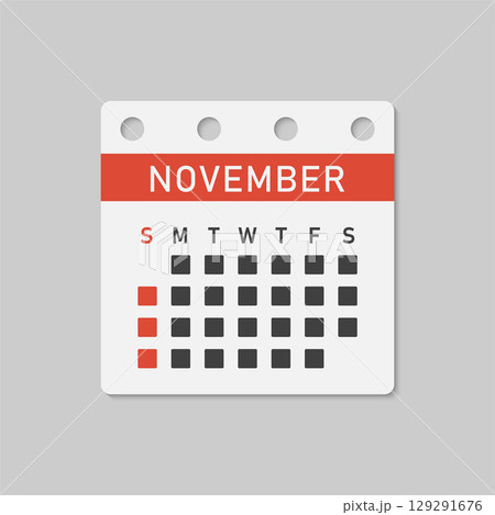 Vector template icon page calendar, month November 129291676