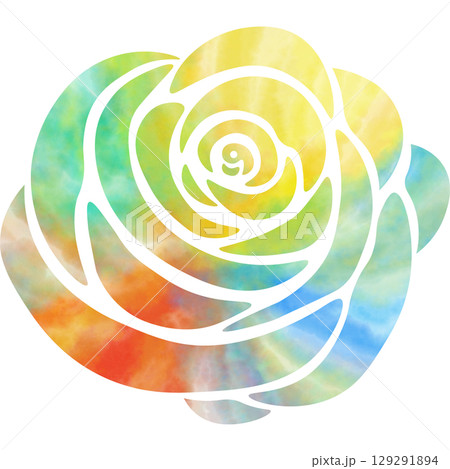 綺麗な水彩模様の薔薇のアイコンのイメージのイラスト 綺麗な水彩模様の薔薇のアイコンのイメージのイラスト 129291894