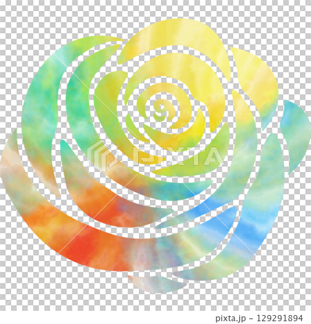 綺麗な水彩模様の薔薇のアイコンのイメージのイラスト 綺麗な水彩模様の薔薇のアイコンのイメージのイラスト 129291894