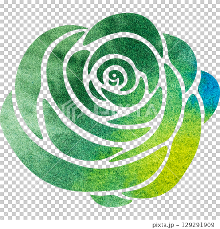 綺麗な水彩模様の薔薇のアイコンのイメージのイラスト 129291909