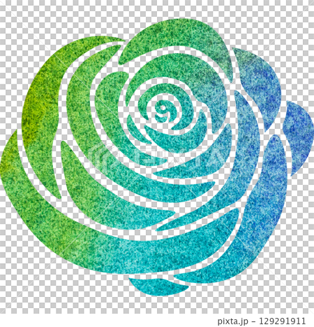 綺麗な水彩模様の薔薇のアイコンのイメージのイラスト 129291911