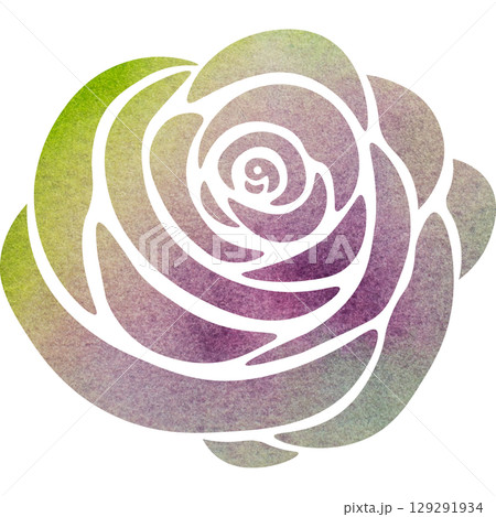 綺麗な水彩模様の薔薇のアイコンのイメージのイラスト 129291934