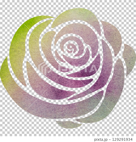 綺麗な水彩模様の薔薇のアイコンのイメージのイラスト 129291934