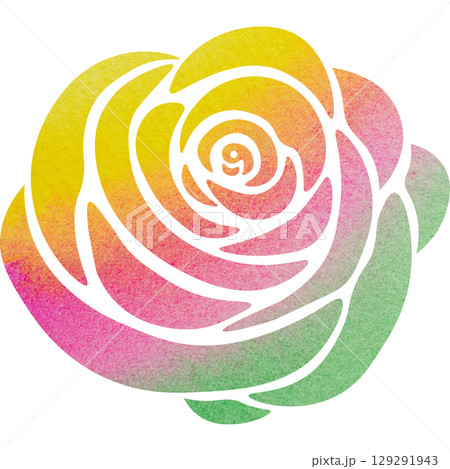 綺麗な水彩模様の薔薇のアイコンのイメージのイラスト 129291943