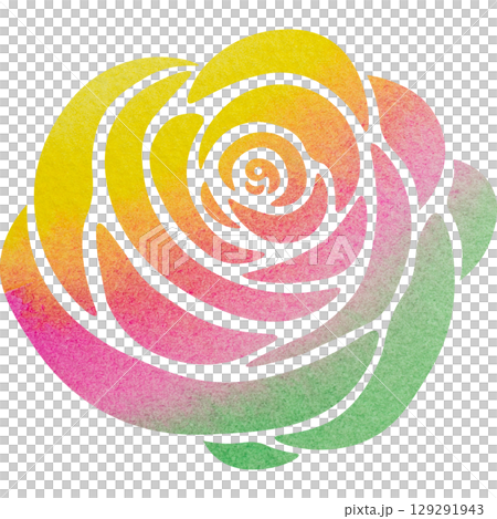 綺麗な水彩模様の薔薇のアイコンのイメージのイラスト 129291943