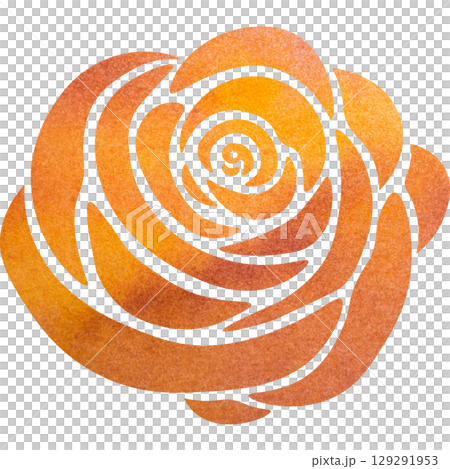 綺麗な水彩模様の薔薇のアイコンのイメージのイラスト 129291953