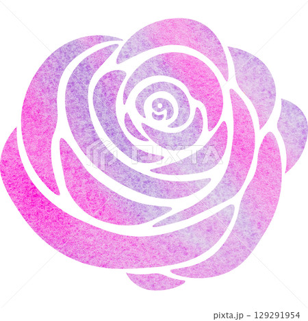 綺麗な水彩模様の薔薇のアイコンのイメージのイラスト 129291954