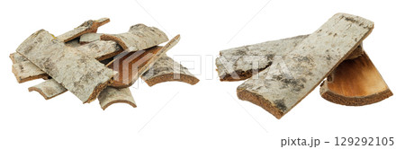 piece of aspen bark isolated on white background. 129292105