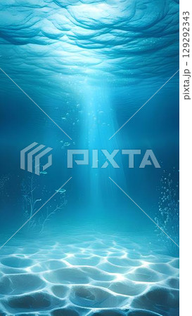背景素材_光が差し込む海底イメージ 129292343