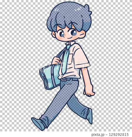 夏服の学生服を着た男の子単色イラスト 夏服の学生服を着た男の子単色イラスト 129292815