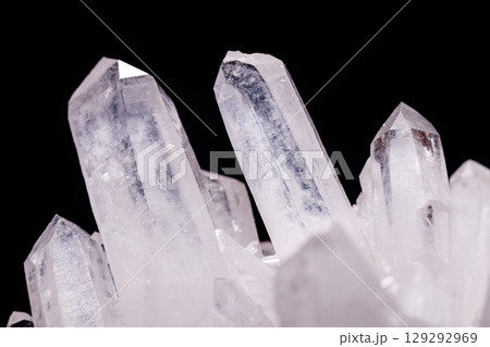 Macro Mineral Stone Rhinestone in Crystals on a Black Background Macro Mineral Stone Rhinestone in Crystals on a Black Background 129292969
