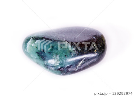 Macro Mineral Stone Jade Brazilian on white background Macro Mineral Stone Jade Brazilian on white background 129292974