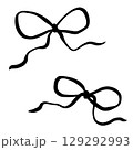 Doodle hand drawn coquette bows, isolated vector graphics 129292993