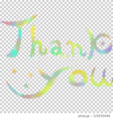 綺麗な水彩模様のThank youのアイコンのイメージのイラスト 129293046