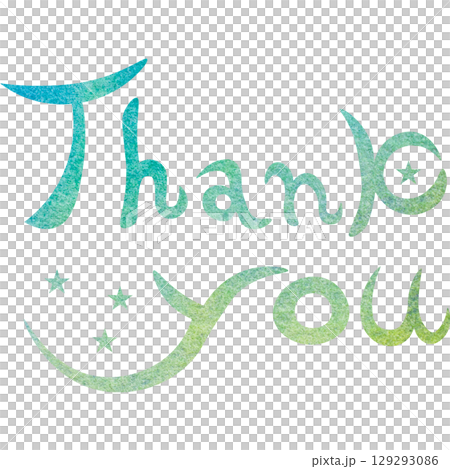 綺麗な水彩模様のThank youのアイコンのイメージのイラスト 129293086